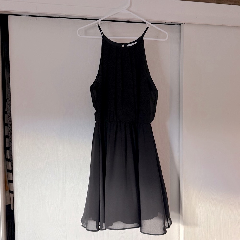 Lush Sleeveless Chiffon Mini Dress in Black